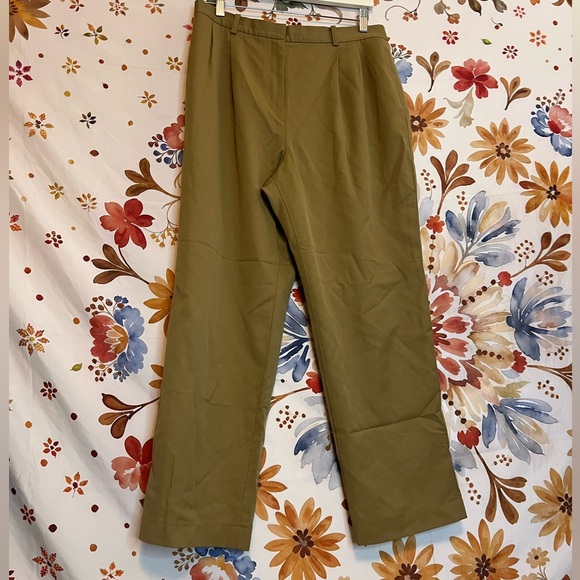 Lands’ End 12P Tan Caramel Wool Office Work Fall Winter Minimalist Classic Pants - Picture 2 of 10